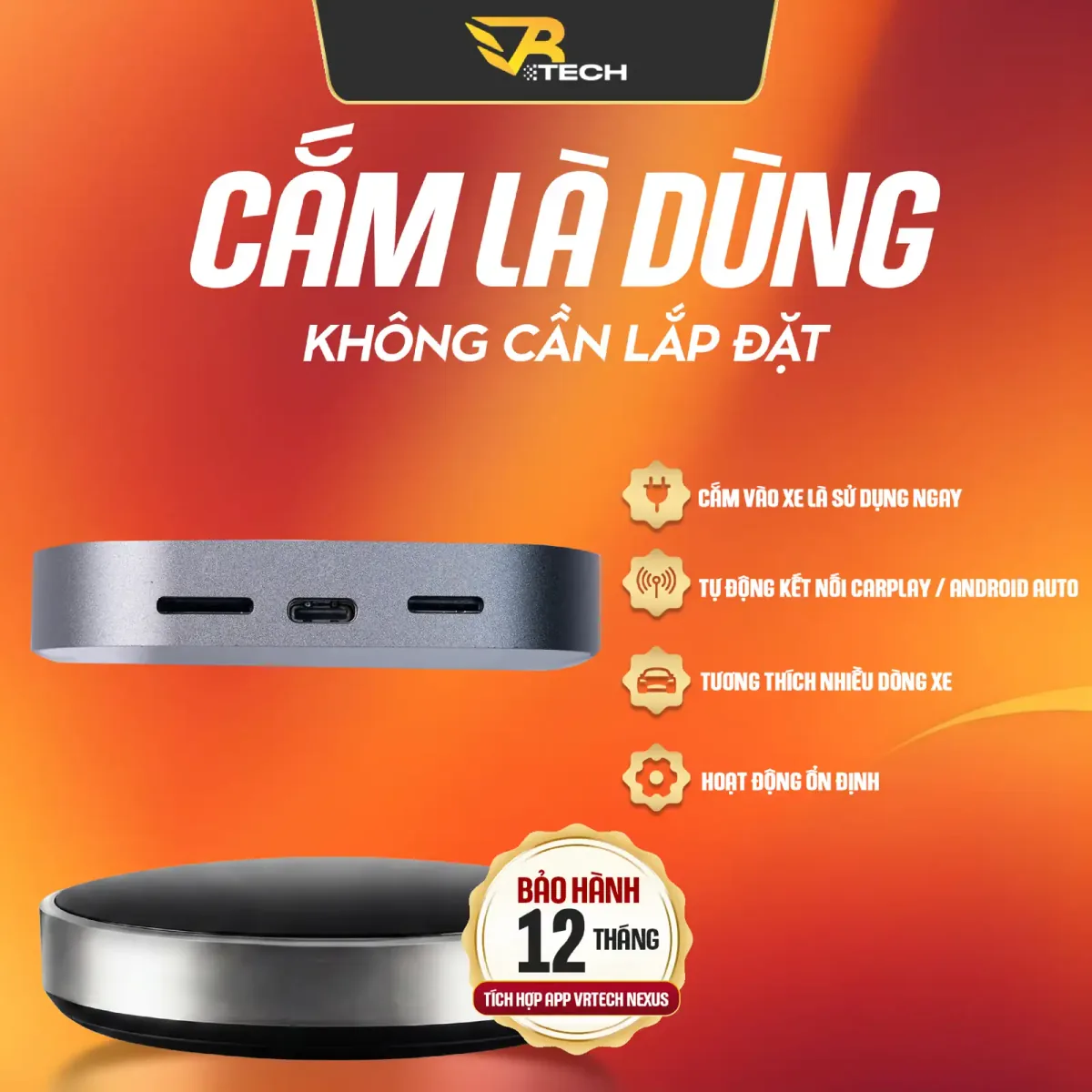 VRTECH Edition | Carlinkit TBOX S2A V2 2026 | Android Box Ô Tô | Chip Qualcomm 6115 | Apple CarPlay & Android Auto | Bảo hành 12 tháng - thumbnail 5